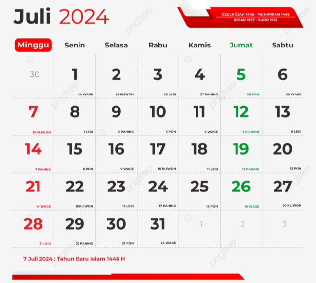 Kalender bulan juli